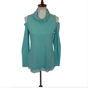 Nanette Cold Shoulder Pull over Long Sleeve Top XSmall Blue